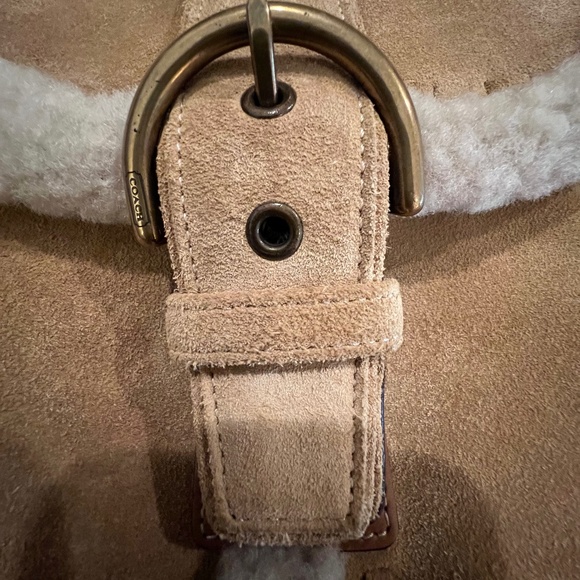 Coach Suede w/Sherpa Trim Saddlebag Style Purse - Picture 4 of 15